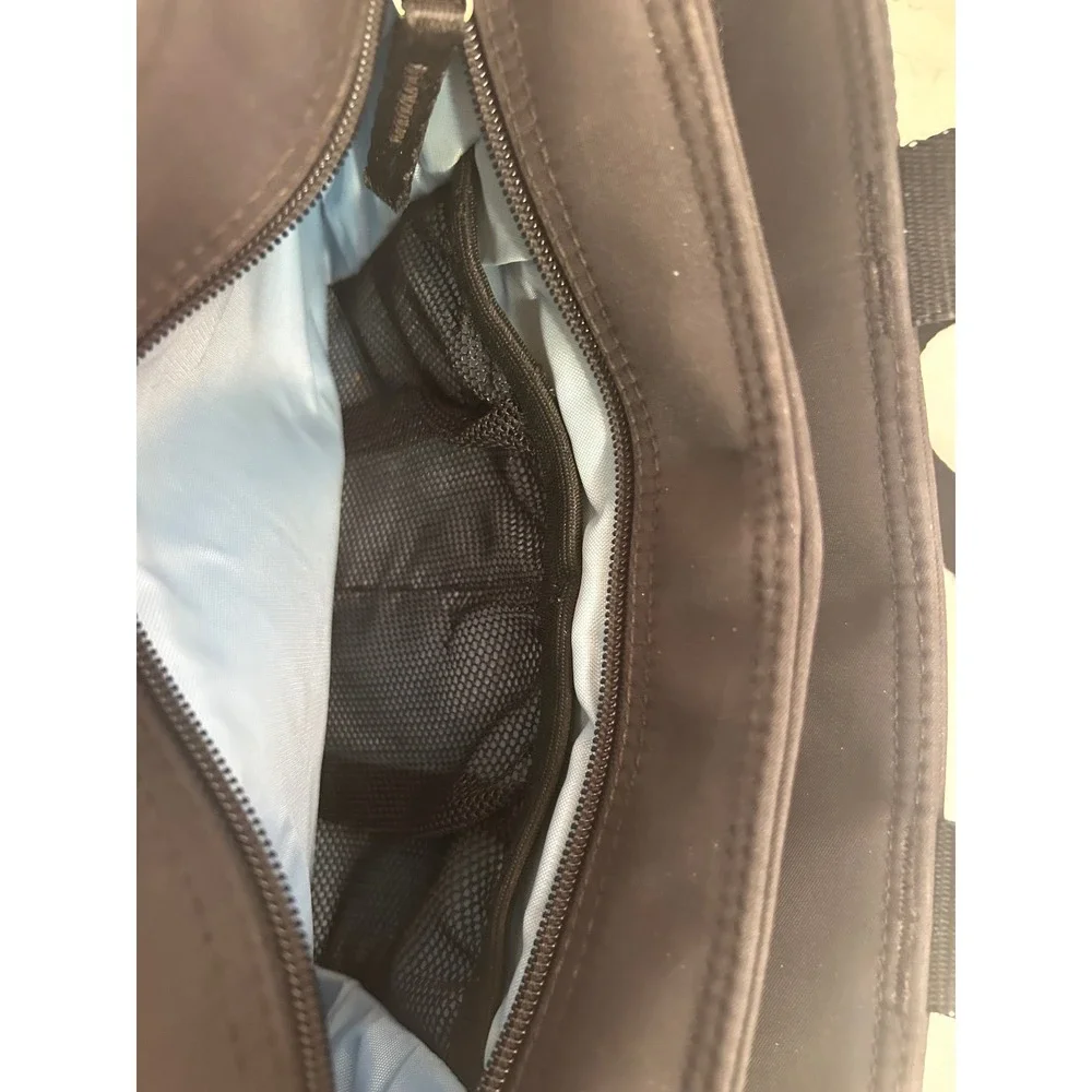 Lands End Tote Bag OS Black Nylon Zip Double Compartment Women